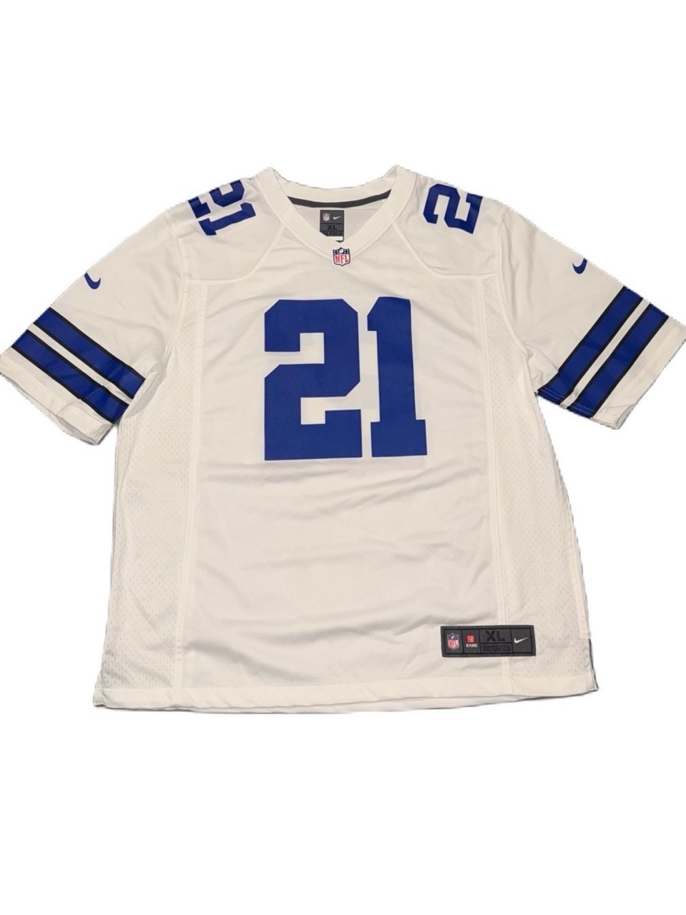 NFL Dallas Cowboys XL Elliot #21 Nike On Field Jersey White Blue EUC